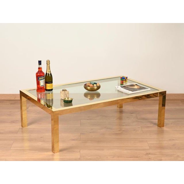 Italian Gilt Brass and Crystal Rectangular Coffee Table, Italy, 1970s For Sale - Image 10 of 13