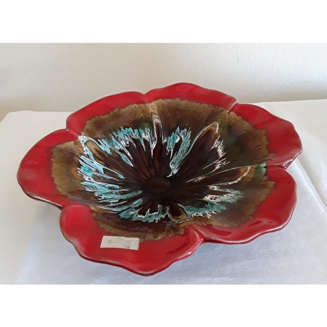 Vintage P and Poppy-Shaped French Ceramic Shell in Adventurous Color Glaze from Vallauris, 1970s, in Very Good conditions....