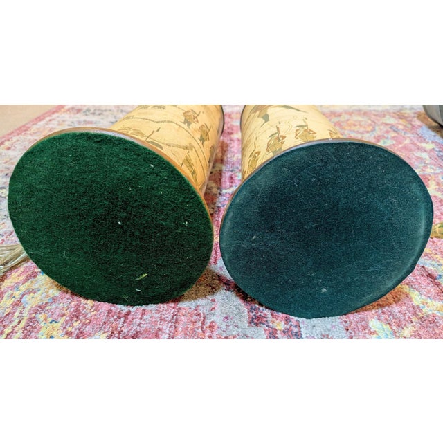 Brown Mid 20th Century Americana Revolutionary War Decoupage Cylinder Lamps - A Pair For Sale - Image 8 of 11