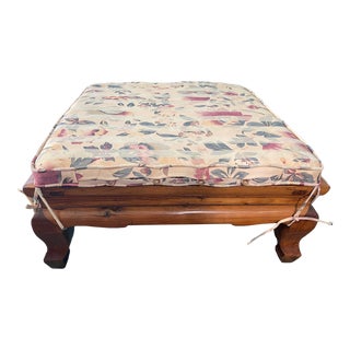 Carved Chinese Footstool With Cushion For Sale