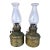 Antique Brass and Glass Chimney Oil Lamps - 2 For Sale