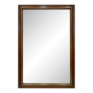 1960s Vintage Overscale Walnut, Brass Campaign-Style Mirror