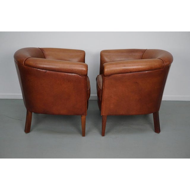 Animal Skin Vintage Dutch Cognac Colored Leather Club Chairs, 1970s, Set of 2 For Sale - Image 7 of 16