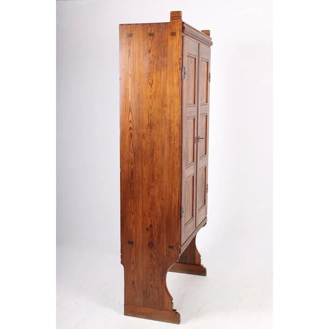 Brown Tall Patinated Pine Cabinet by Martin Nyrop for Rud Rasmussen For Sale - Image 8 of 9