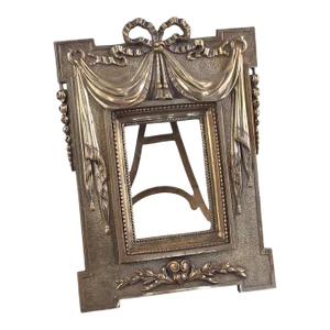 Antique French Victorian Bronze Neo-Classical Ornate Easel Back Picture Frame