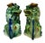 Grandmillennial 12” Mid-Century Japanese Shishi Foo Dogs in Vivid Sancai Glaze - Pair For Sale - Image 4 of 18