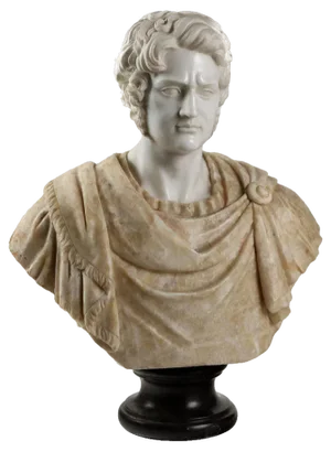 Roman Emperor Bust in White Marble and Flowery Alabaster