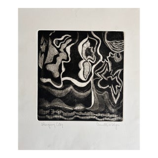 Annette Robyns Signed Original Etching 1960s Vintage Modernist Art For Sale