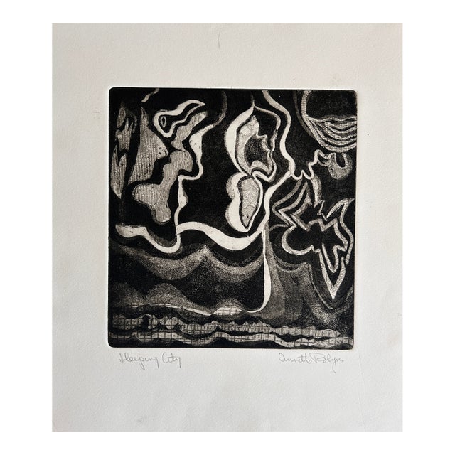 Annette Robyns Signed Original Etching 1960s Vintage Modernist Art For Sale