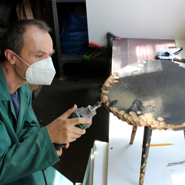 Moon Side Table - Sculptural Reclaimed Wood Side Table by Gabor Gobi For Sale - Image 6 of 10