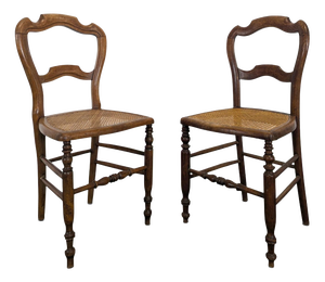 Antique Bedroom Chairs in Wood, 1800s, Set of 2