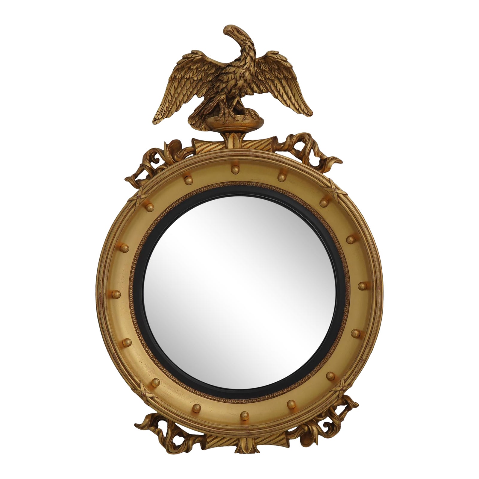 Federal Style Gold Leaf Eagle Bullseye Mirror | Chairish