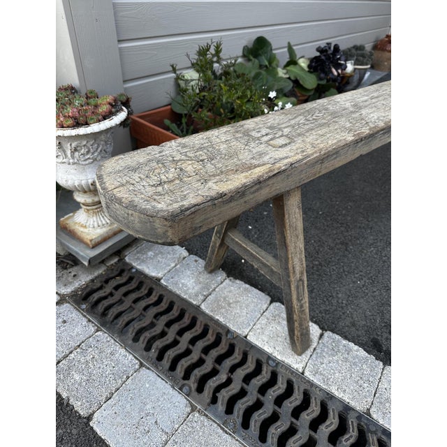 Vintage Benches in Raw Wood, 1920s, Set of 2 For Sale - Image 6 of 11