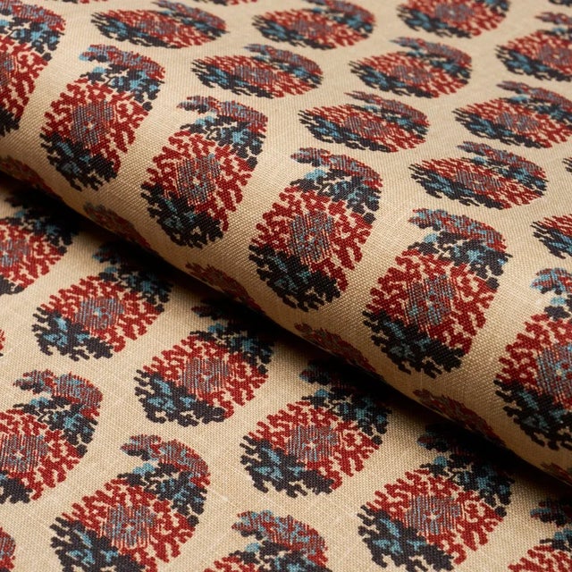 SAMPLE - Schumacher X Rita Konig Terry Fabric In Red & Navy | Chairish