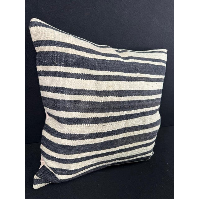 Contemporary Turkish Hemp Pillow Cushion Natural Beige Black Pillow Cushion Cover 24x24 For Sale - Image 3 of 4