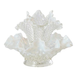 Blue Opalescent Hobnail Epergné by Fenton For Sale