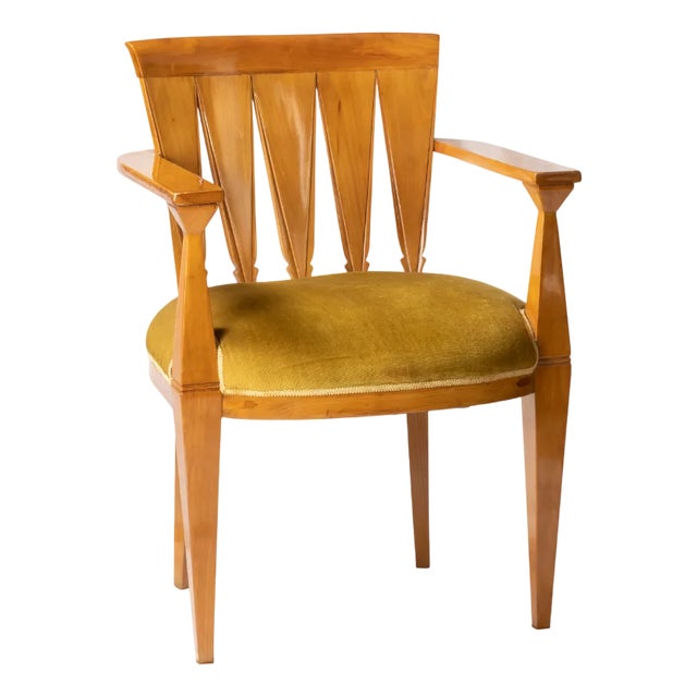 Vintage Art Deco Yellow Armchair, 1940s For Sale