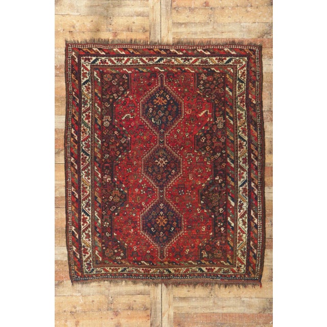 Antique Persian Shiraz Rug - 05'06 X 06'05 For Sale - Image 9 of 10