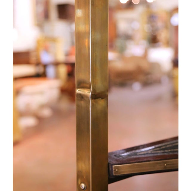 Early 20th Century English Edwardian Four-Step Brass and Leather Library Steps For Sale - Image 14 of 15