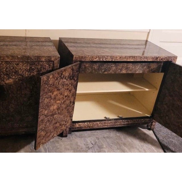 1970s 1970s Henredon Mid Century Faux Tortoise Shell Chests a Pair For Sale - Image 5 of 7