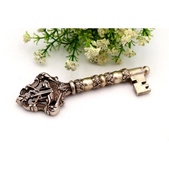 Vintage Key-Shaped Silver Corkscrew For Sale - Image 6 of 6
