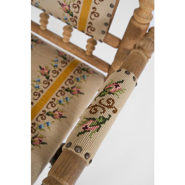 Scandinavian Rocking Chair in Oak with Turned Details, 1960s For Sale - Image 4 of 10