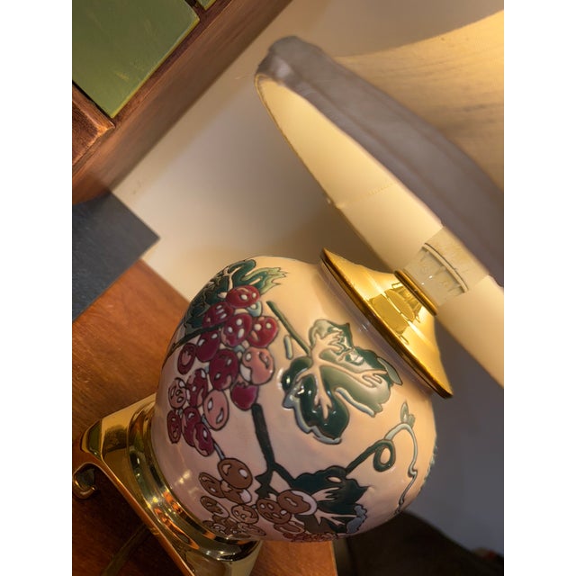 Chinoiserie Vintage Chinoiserie Enamel Ceramic Ginger Jar Vase Table Lamp Floral For Sale - Image 3 of 9