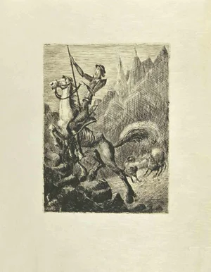 Wladyslaw Jahl, Don Quixote, Etching and Drypoint, 1951