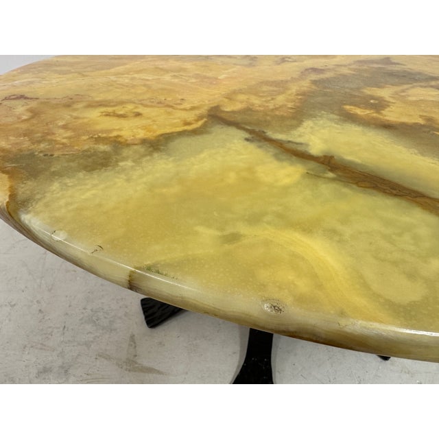 Vintage Round Onyx and Wrought Iron Coffee Table, 1970s For Sale - Image 9 of 13
