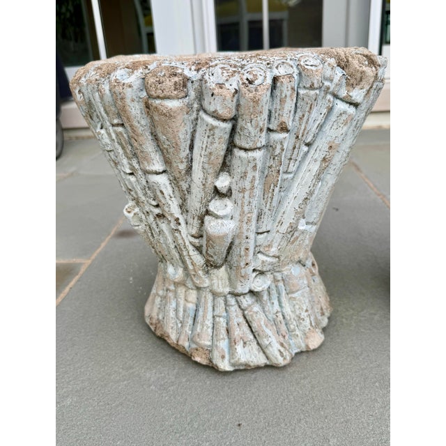 1970s Pair of 1970s Faux Bois Cast Stone Planters For Sale - Image 5 of 6
