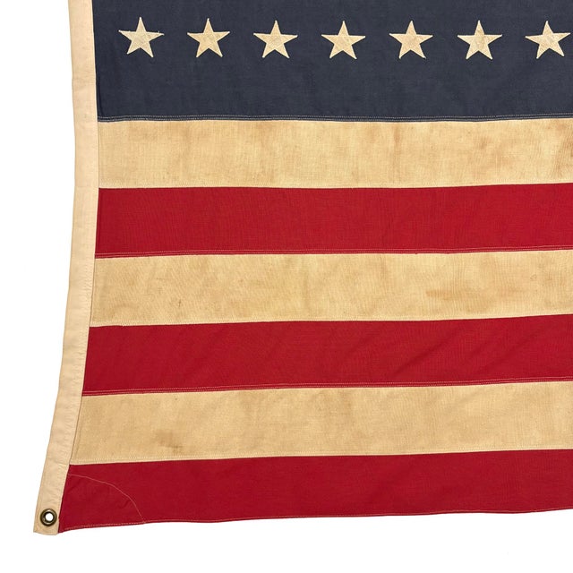 Large Vintage Cotton American Flag With 48 Sewn Stars For Sale In Los Angeles - Image 6 of 7