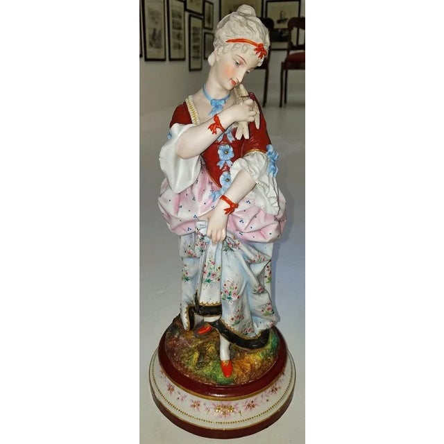 Pair of 19c French Limoges Monvoisin Porcelain Figurines- a Pair For Sale - Image 9 of 13