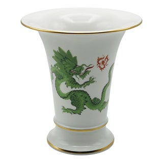 Vintage Green Ming Dragon Vase from Meissen Porcelain, 1950s For Sale