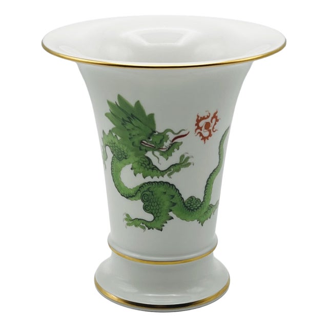 Vintage Green Ming Dragon Vase from Meissen Porcelain, 1950s For Sale