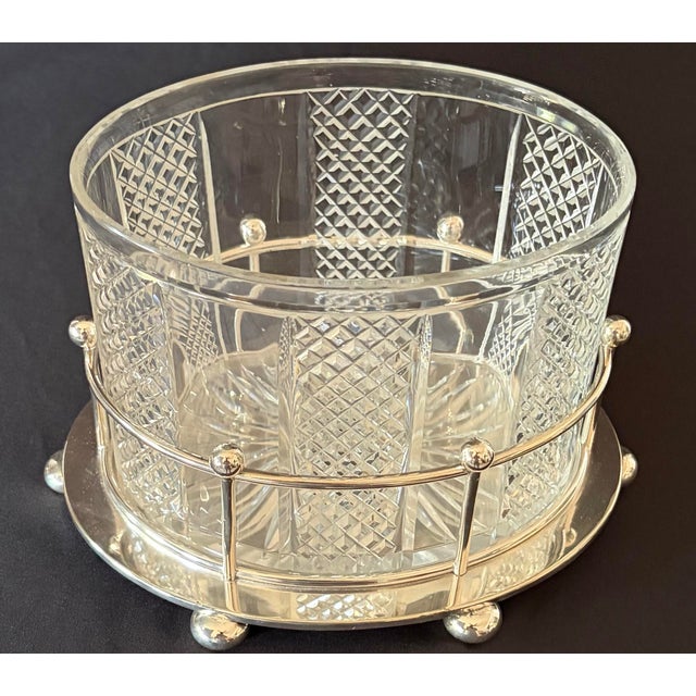 Antique Edwardian Robert Pringle Cut Crystal Biscuit Barrel With Silver Plate Greyhound Finial - Circa. 1900–1915 For Sale - Image 4 of 7
