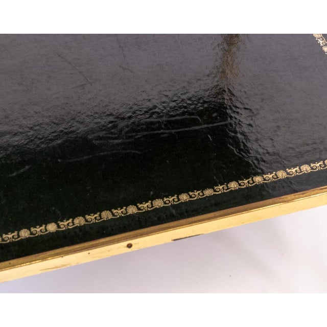 Mid-Century Modern Gilt Metal and Leather Etagere Tables, 1950, Set of 2 For Sale - Image 9 of 17