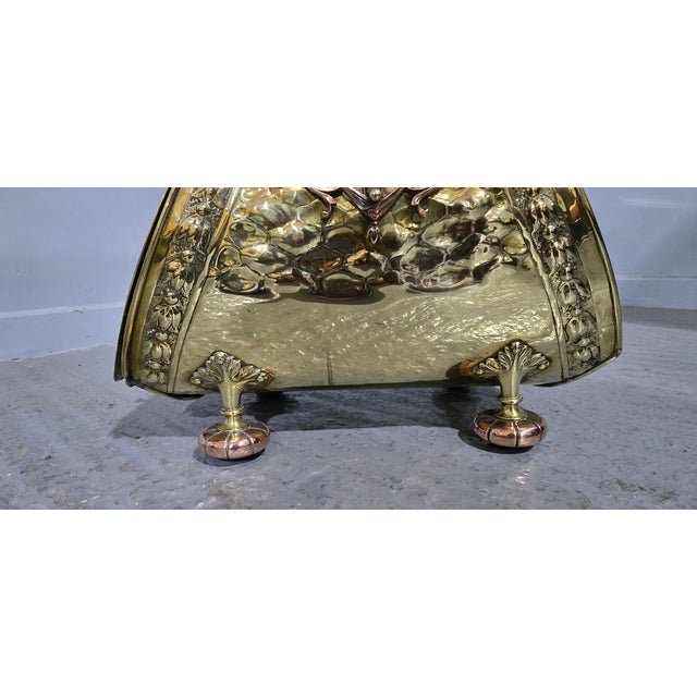 Gold Victorian Brass Coal Bin, 1880 For Sale - Image 8 of 9