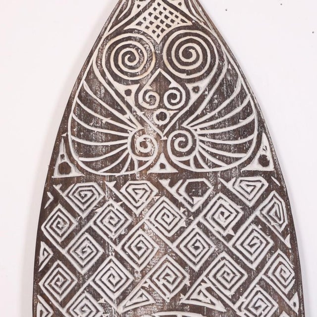 Coastal Hand-Carved Mahogany Surfboard Wall Decor For Sale - Image 3 of 5