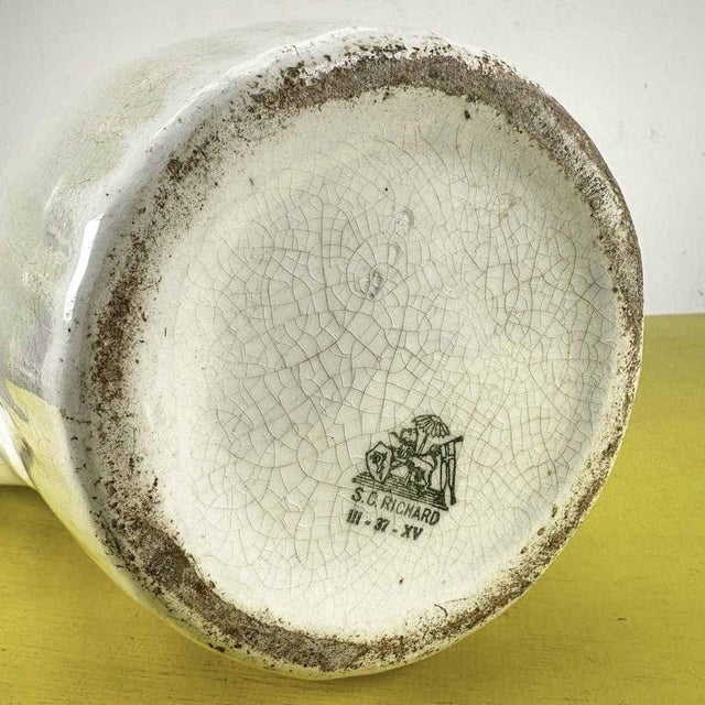 White Pearl Effect Ceramic Jug, 1900s For Sale - Image 8 of 10