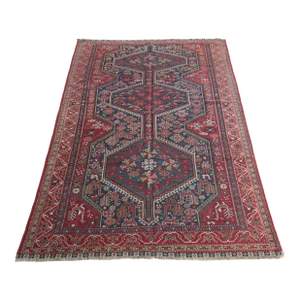 Antique Hand Knotted Persian Hamseh Red Tones Rug