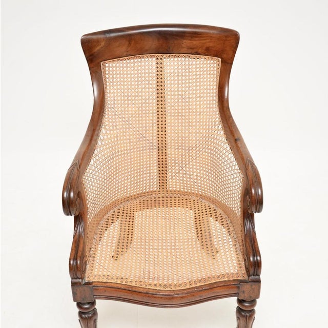 Brown Antique William IV Cane and Leather Armchair, 1830s For Sale - Image 8 of 11