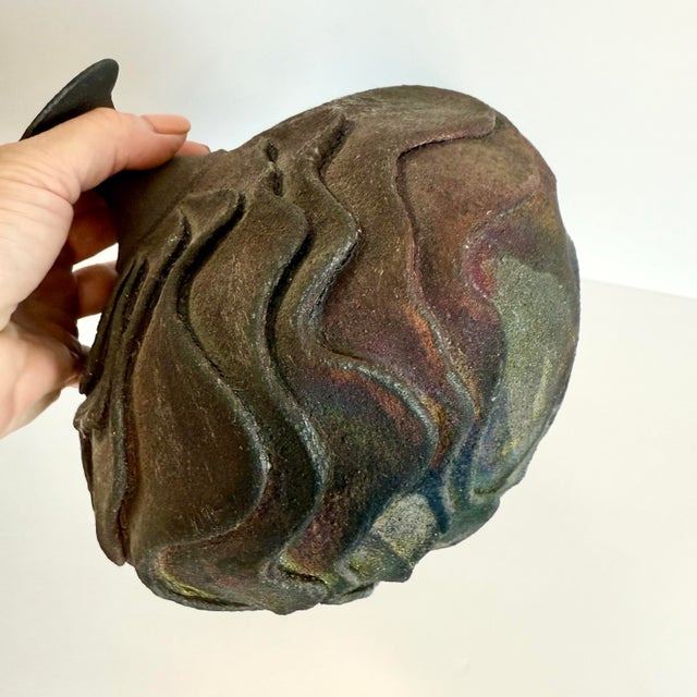 Vintage Raku Pottery 8” Tall Signed Middleton ‘90 Iridescent Weedpot Vase GORGEOUS TEXTURED VASE! This is a beyond...