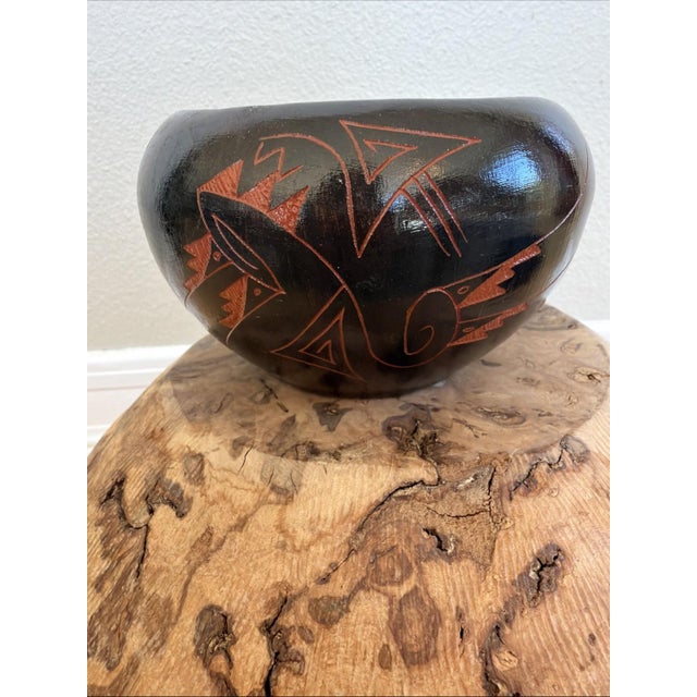 Signed Navajo Pottery Bowl Bear Design Mitchell B Native American Art For Sale - Image 4 of 5