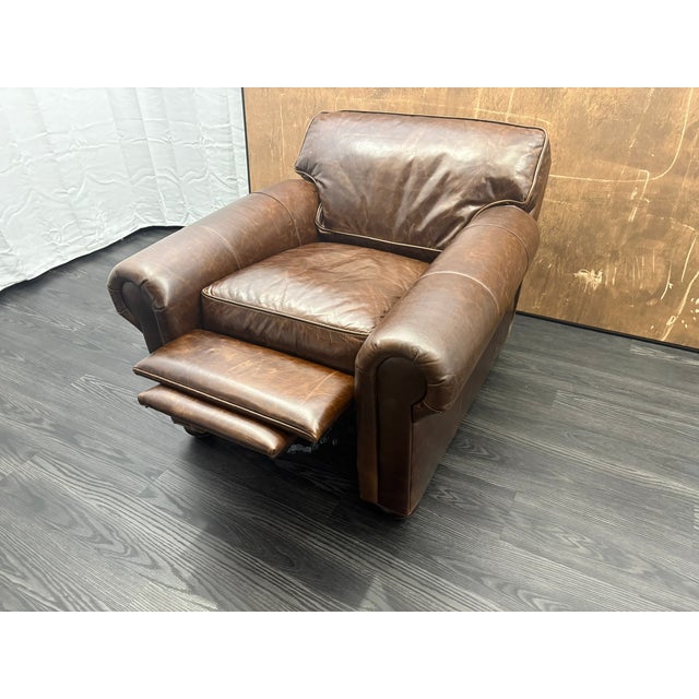 2020s Rh Original Lancaster Leather Recliner Italian Brompton Leather | Cocoa | Down-Feather Fill For Sale - Image 5 of 18
