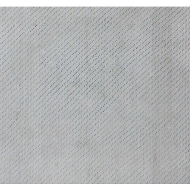 Indian Mid 20th Century Oversized Large Square Cotton Dhurrie With Small Repeating Design in Shades of Light Blue For Sale - Image 3 of 6