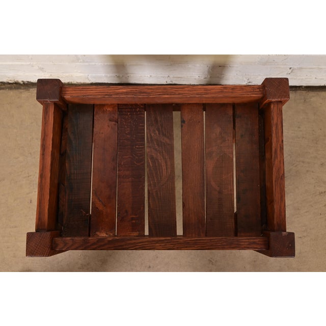 Stickley Antique Mission Oak Arts & Crafts Upholstered Footstool or Ottoman For Sale - Image 10 of 12