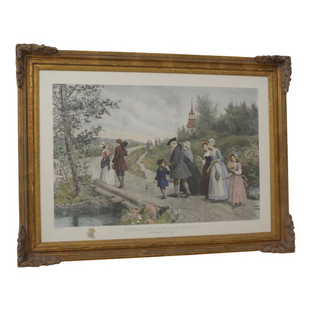 Sunday Morning Sleepy Hollow Vintage Framed Engraving For Sale