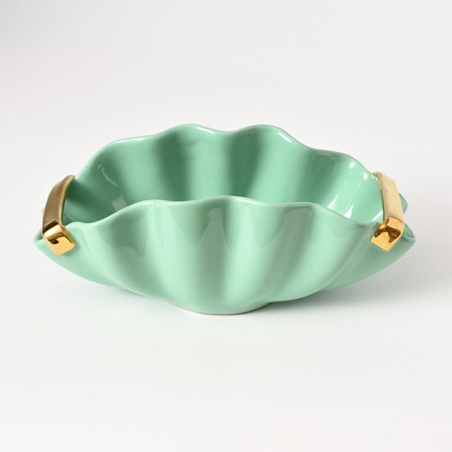 1950s Vintage Mint Green Ceramic Bowl from Cantagalli, 1950s For Sale - Image 5 of 12