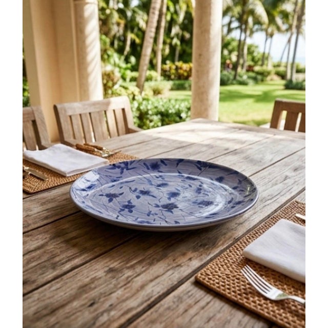Blue Hand-Painted Moroccan Safi Ceramic Charger Platter by M. Reda Dbila For Sale - Image 8 of 10