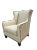 Contemporary Vintage Henredon Acquisitions Collection Leather Wingback Chairs – Ivory Leather, Geometric Upholstery & Nailhead Trim For Sale - Image 3 of 12